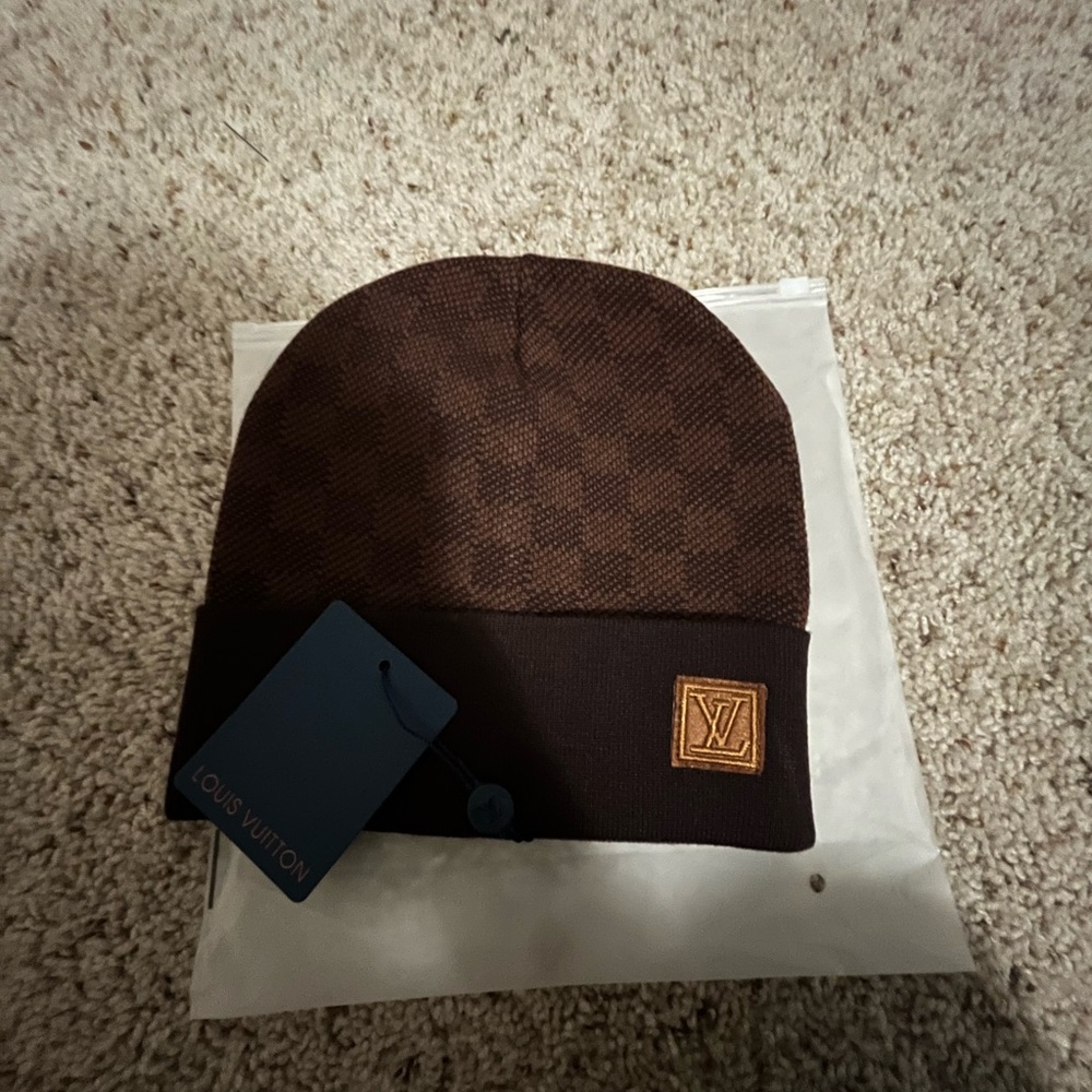 Louis Vuitton Checkered Brown Beanie